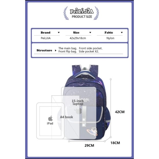 Premium Quality Large Capacity Space printed Bag For School Student