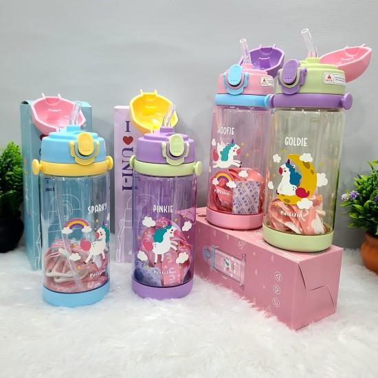 Cute UNICORN shape Drink Bottle With Strap ( 600ml )