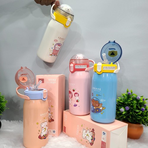 Bear Double Walled Vacuum Insulated S S Sipper Water Bottle For Kids ( 530ml )