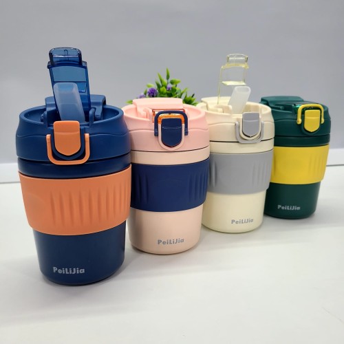 Travel Glass Mug with Lid and Silicone Sleeve - 350ml - Hot and Cold