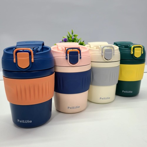 Travel Glass Mug with Lid and Silicone Sleeve - 350ml - Hot and Cold