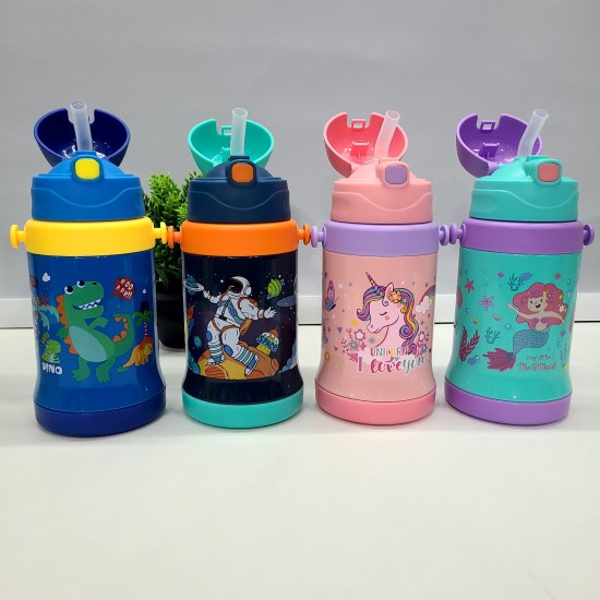 Premium Quality Stylish Double Wall SS Cartoon sipper Bottle for Kids 500ml