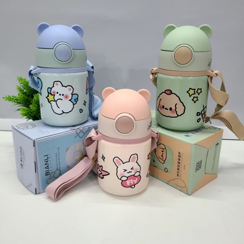 Premium Quality  Happy Bear Straw Vacuum Cup 400ml