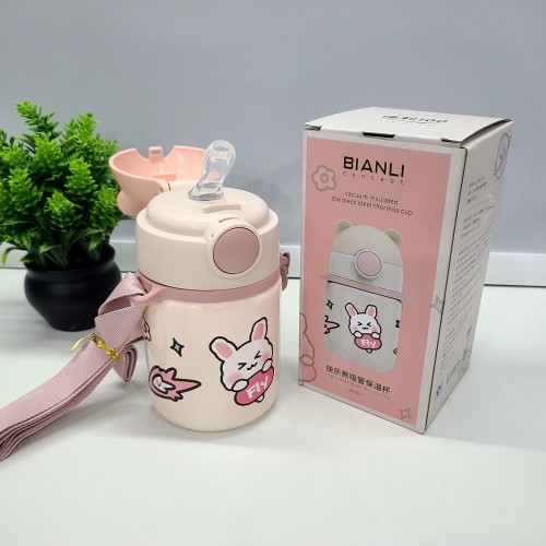 Premium Quality  Happy Bear Straw Vacuum Cup 400ml