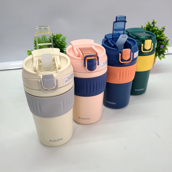 Travel Glass Mug with Lid and Silicone Sleeve - 480ml - Hot and Cold