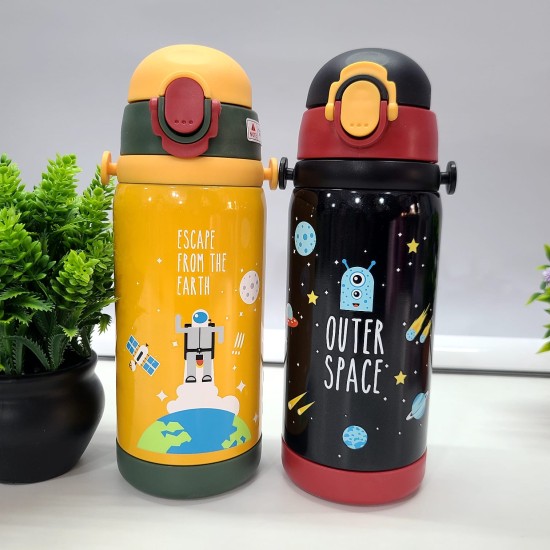 2 in 1 Cap Outer Space/ Bear Thermos Insulated Stainless Steel Vacuum Flasks Water Bottle - 450ml