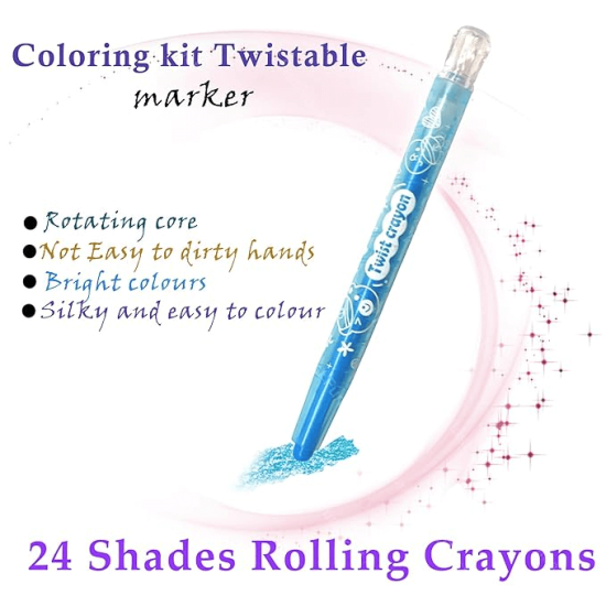 24 Colours Twist Crayons with mini colouring book 