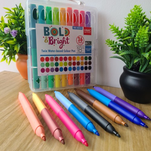 18 Twin Water Based Colour Pen (36 colours)