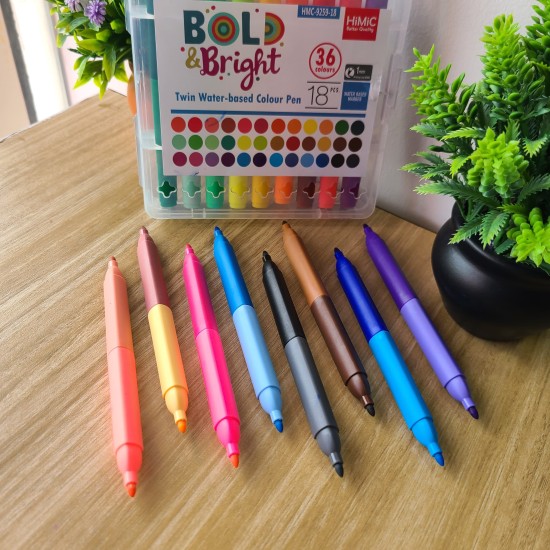 18 Twin Water Based Colour Pen (36 colours)