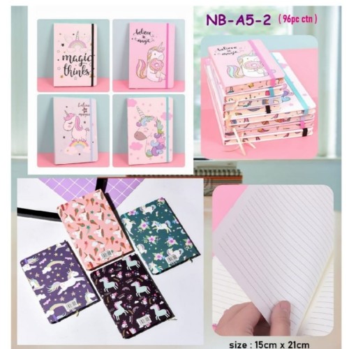 Unicorn Print Notebook (Random Colour) 