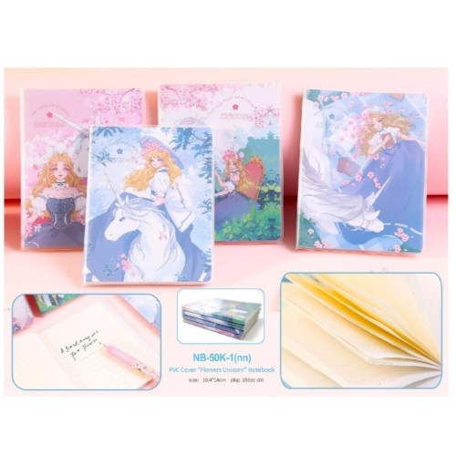 PVC Cover Flower Unicorn Notebook(Random Colour)