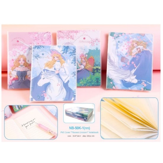 PVC Cover Flower Unicorn Notebook(Random Colour)