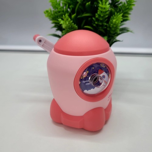 Cute Space Rocket Shaped Manual Color Pencils/Pencil Sharpener for Toddlers, Table Sharpener Machine School Stationary Gift for Kids (Pack of 1)