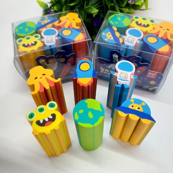 Cutest Space Different Shapes Non-Toxic Eraser( 1 Pack 6 pcs)