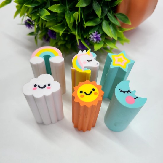 Cutest Unicorn Different Shapes Non-Toxic Eraser( 1 Pack 6 pcs)