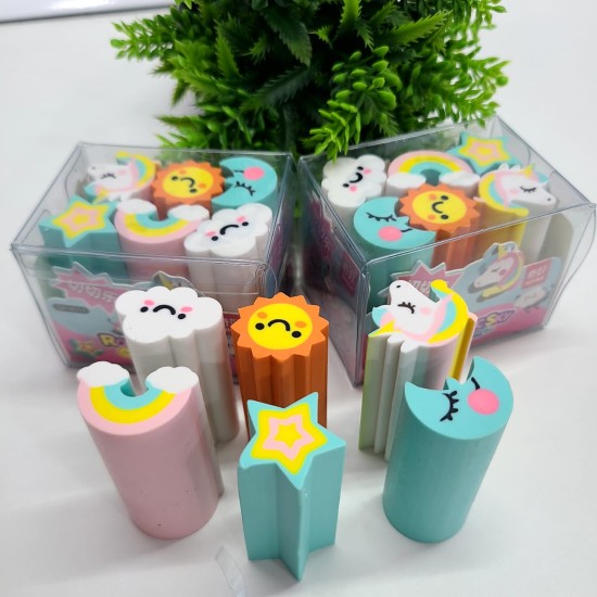 Cutest Unicorn Different Shapes Non-Toxic Eraser( 1 Pack 6 pcs)