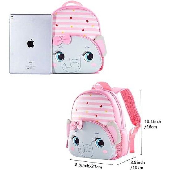 Cute Baby Elephant Soft Plush Backpack with Front Pocket for Kids (Pink)