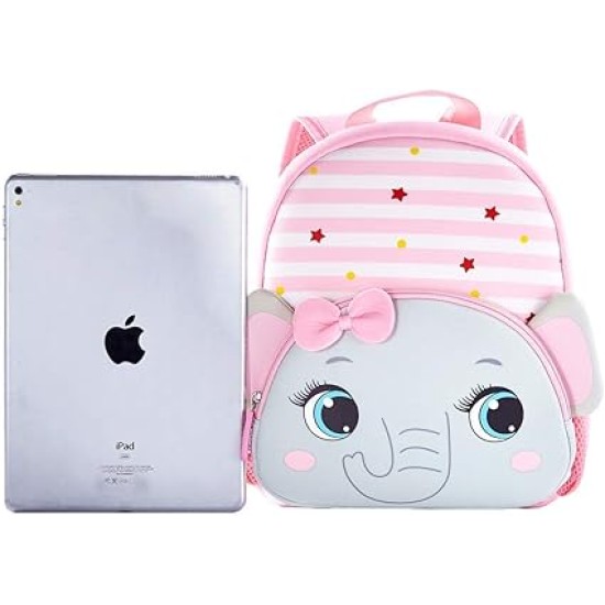 Cute Baby Elephant Soft Plush Backpack with Front Pocket for Kids (Pink)