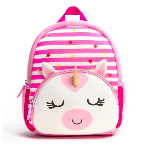 Cute Baby Unicorn Soft Plush Backpack with Front Pocket for Kids (Pink)