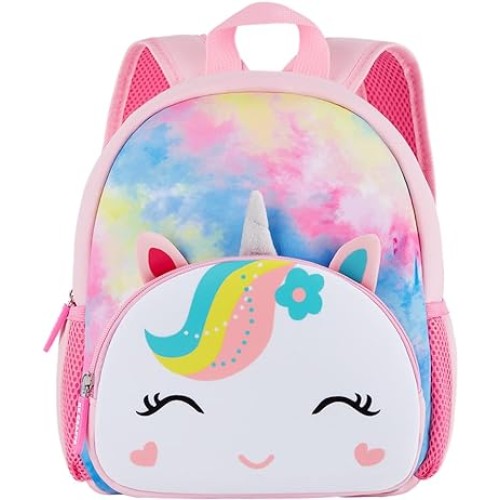 Cute Baby Unicorn Soft Plush Backpack with Front Pocket for Kids (Rainbow)