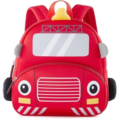 Cute Cartoon Fire Engine Soft Plush Backpack with Front Pocket for Kids 