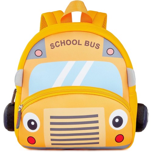 Cute Cartoon Bus Soft Plush Backpack with Front Pocket for Kids (Orange)