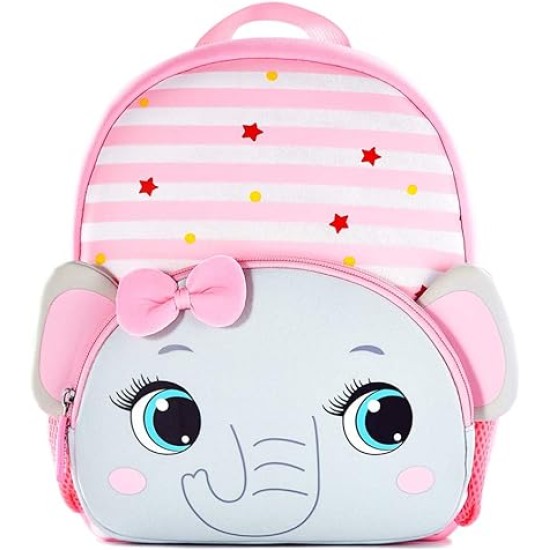 Cute Baby Elephant Soft Plush Backpack with Front Pocket for Kids (Pink)