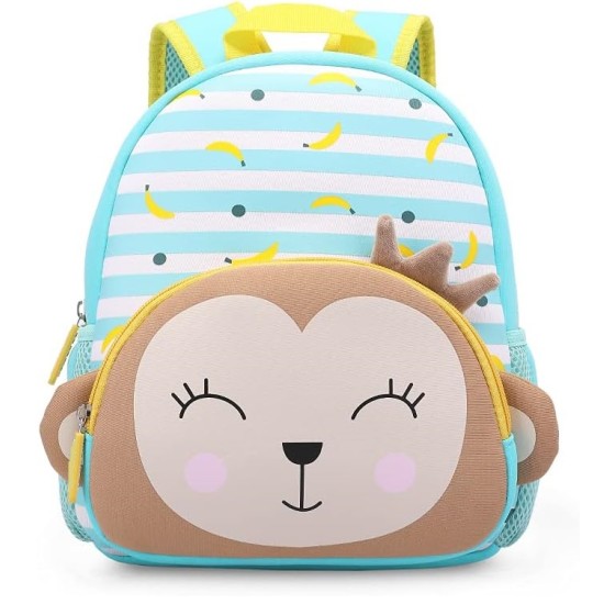 Cute Baby Monkey Soft Plush Backpack with Front Pocket for Kids