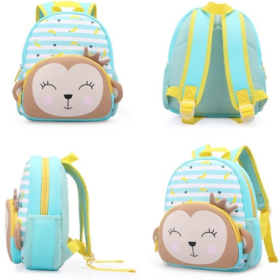 Cute Baby Monkey Soft Plush Backpack with Front Pocket for Kids