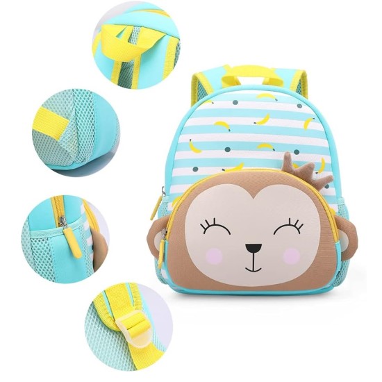 Cute Baby Monkey Soft Plush Backpack with Front Pocket for Kids