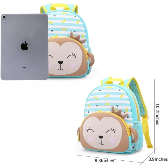 Cute Baby Monkey Soft Plush Backpack with Front Pocket for Kids