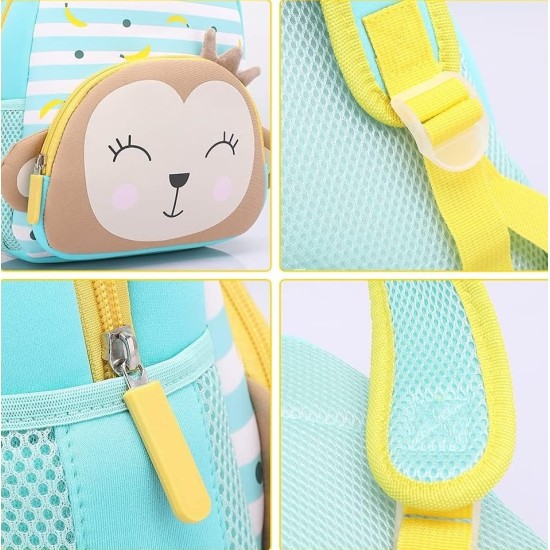 Cute Baby Monkey Soft Plush Backpack with Front Pocket for Kids