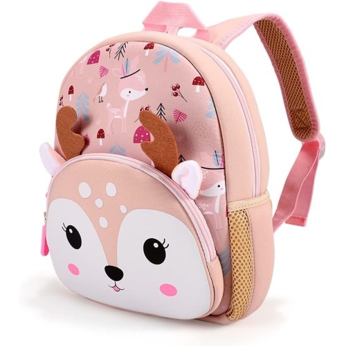 Cute Baby Deer Soft Plush Backpack with Front Pocket for Kids 