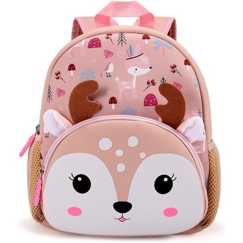 Cute Baby Deer Soft Plush Backpack with Front Pocket for Kids 