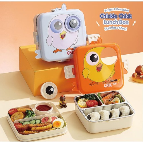 3D Cute Baby bird 3 compartment Lunch Box  (1120ml+70ml)