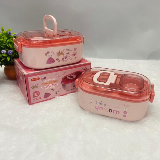 Unicorn Themed Lunch Box : 700ml Capacity with Mobile Holder