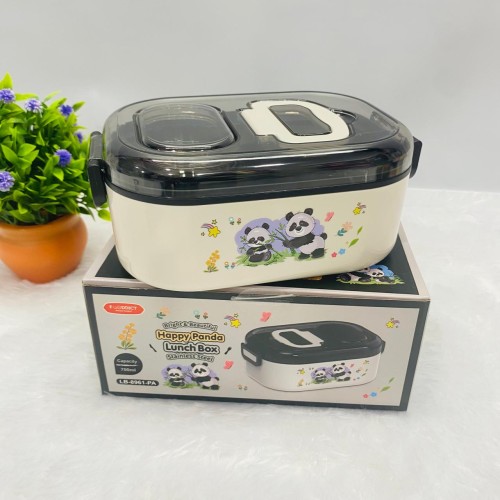 Panda Themed Lunch Box : 700ml Capacity with Mobile Holder