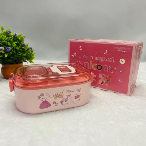 Unicorn Themed Lunch Box : 700ml Capacity with Mobile Holder