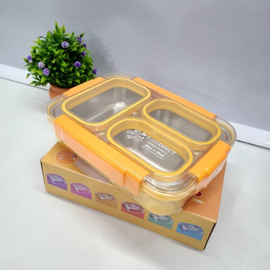 Stainless Steel 3-Compartment 710 ml Lunch Boxes: Durable and Eco-Friendly