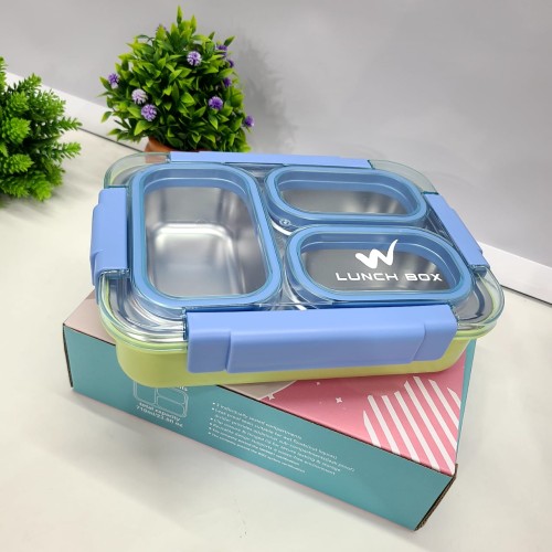 Double Color Stainless Steel 3-Compartment 710 ml Lunch Boxes