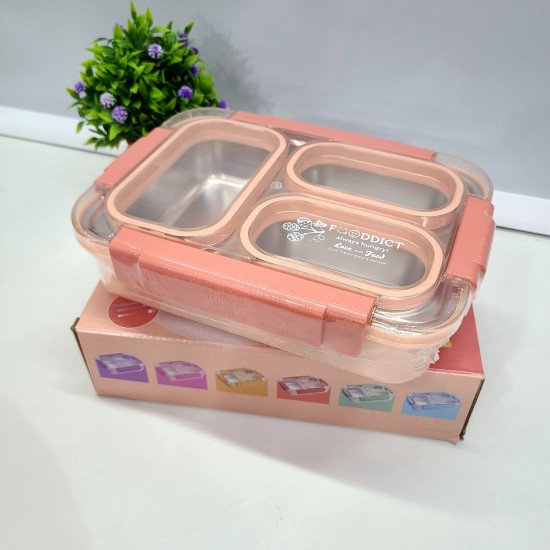 Stainless Steel 3-Compartment 710 ml Lunch Boxes: Durable and Eco-Friendly