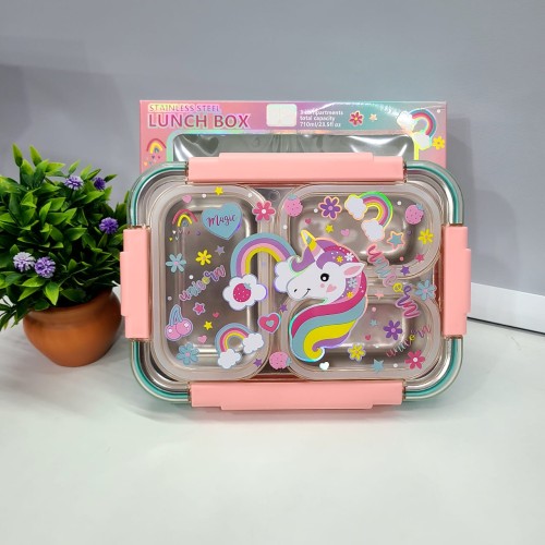 Holographic Transparent 3-Compartment 710 ml Lunch Box