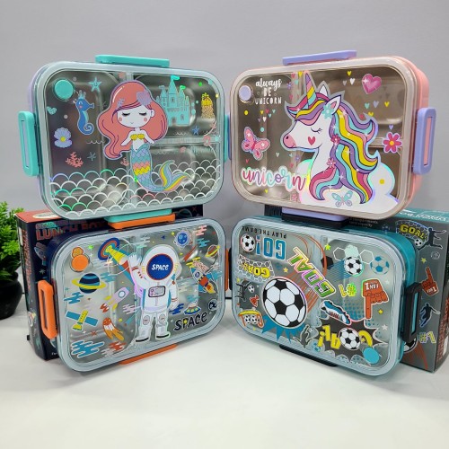 Holographic Transparent 3-Compartment 800 ml Lunch Box