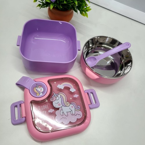 Cute Unicorn Theme Lunch Box for Kids 750ml