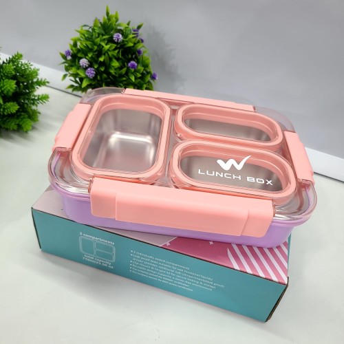 Double Color Stainless Steel 3-Compartment 710 ml Lunch Boxes