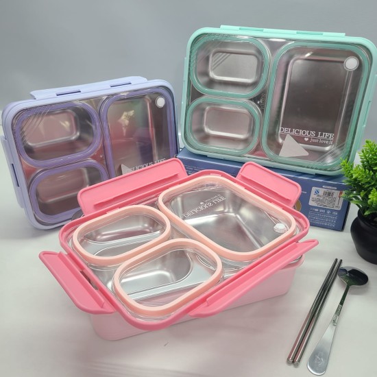 3 compartment  Steel Lunch Box -850ml