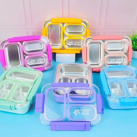 Stainless Steel 3-Compartment 710 ml Lunch Boxes: Durable and Eco-Friendly