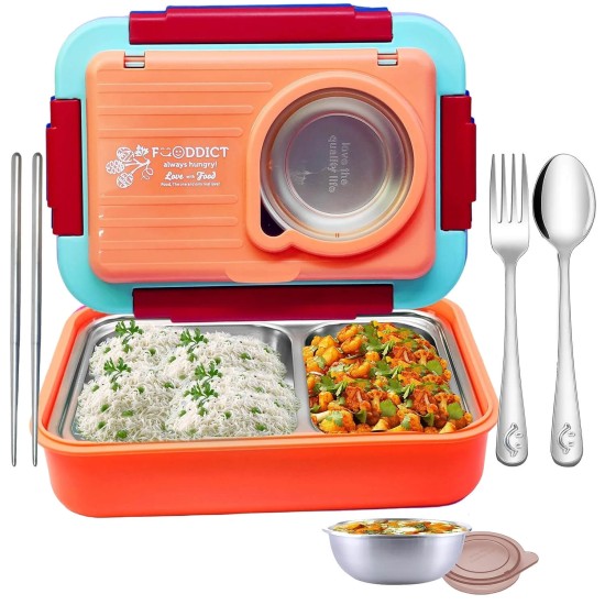 5-Compartment 900ml Lunch Box with Cutlery and 150ml Bowl: Your Stylish, Eco-Friendly Meal Solution