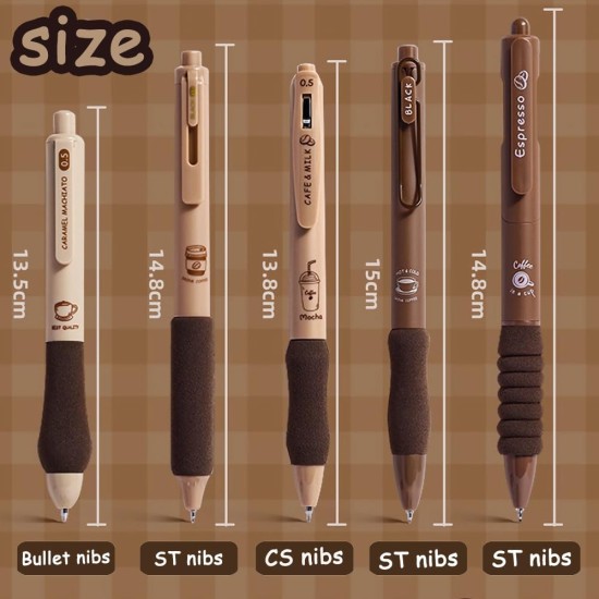 Soft Grip Different Types of Coffee Name Gel Pen