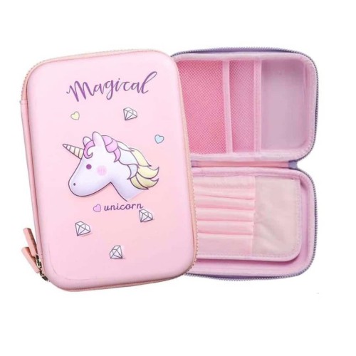 Magical Unicorn Design Pencil Case Pen Bags for Kid Large Capacity Stationary Organizer with Compartments